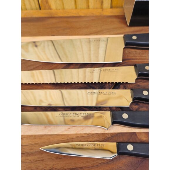 Oneida Edge Plus 5-Piece Knife Set With Black Handles & Stainless Steel Blades I - Picture 4 of 10